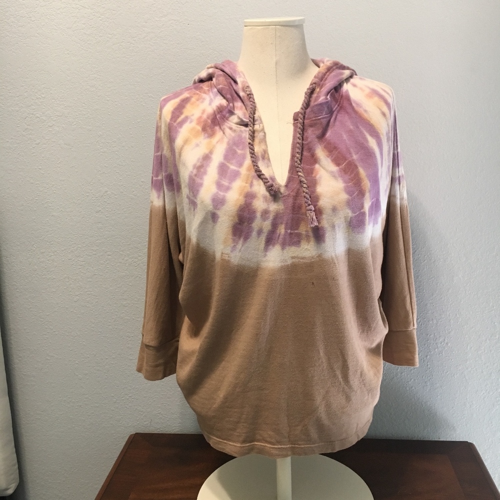 3/4 sleeve tie dye hoodie